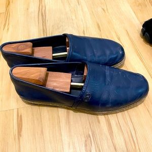 Blue Leather Ferragamo Espadrilles